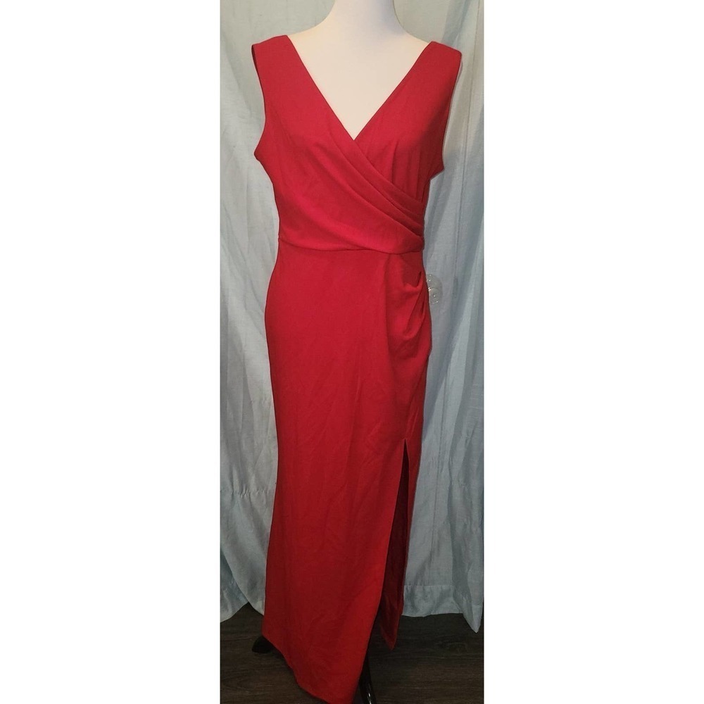 NWT Elegant red Dress With Slit xl - Picture 3 of 7